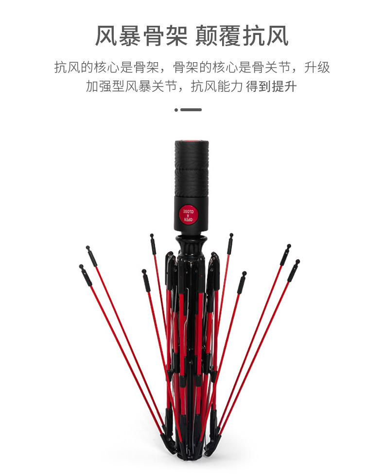 红色伞骨自动伞